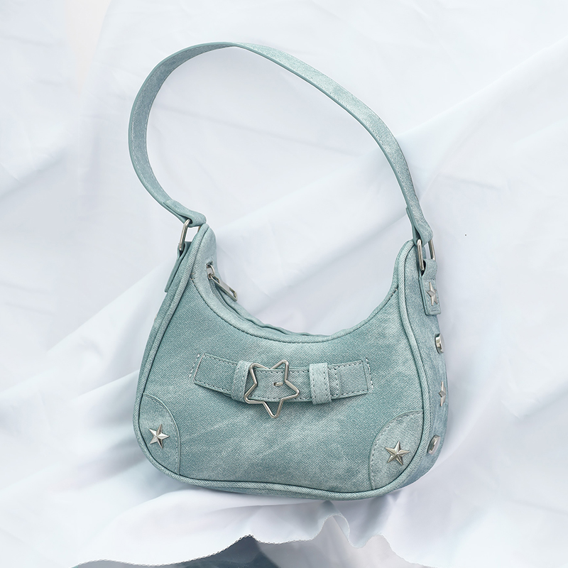 Women Bags Zip - Vintage Günlük Şık Beyaz Yıldız Desenli