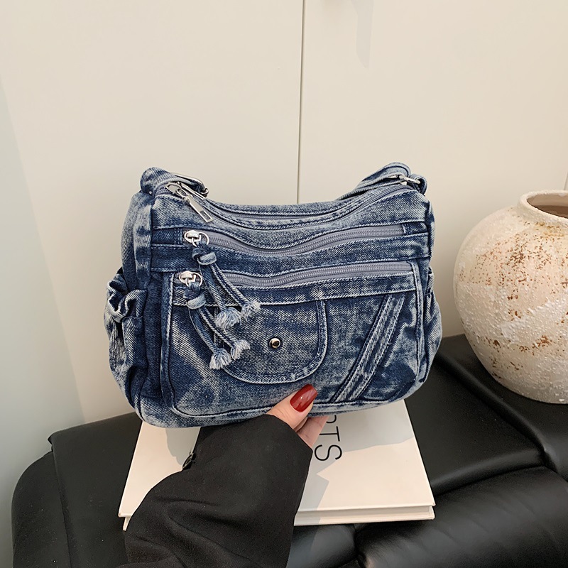 Women Bags Zadig - Sokak Stili Retro Mavi Kot Çanta