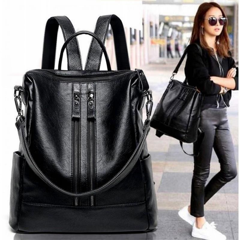 Women Bags Office - Kadın Yumuşak Deri Sırt Çantası Okul