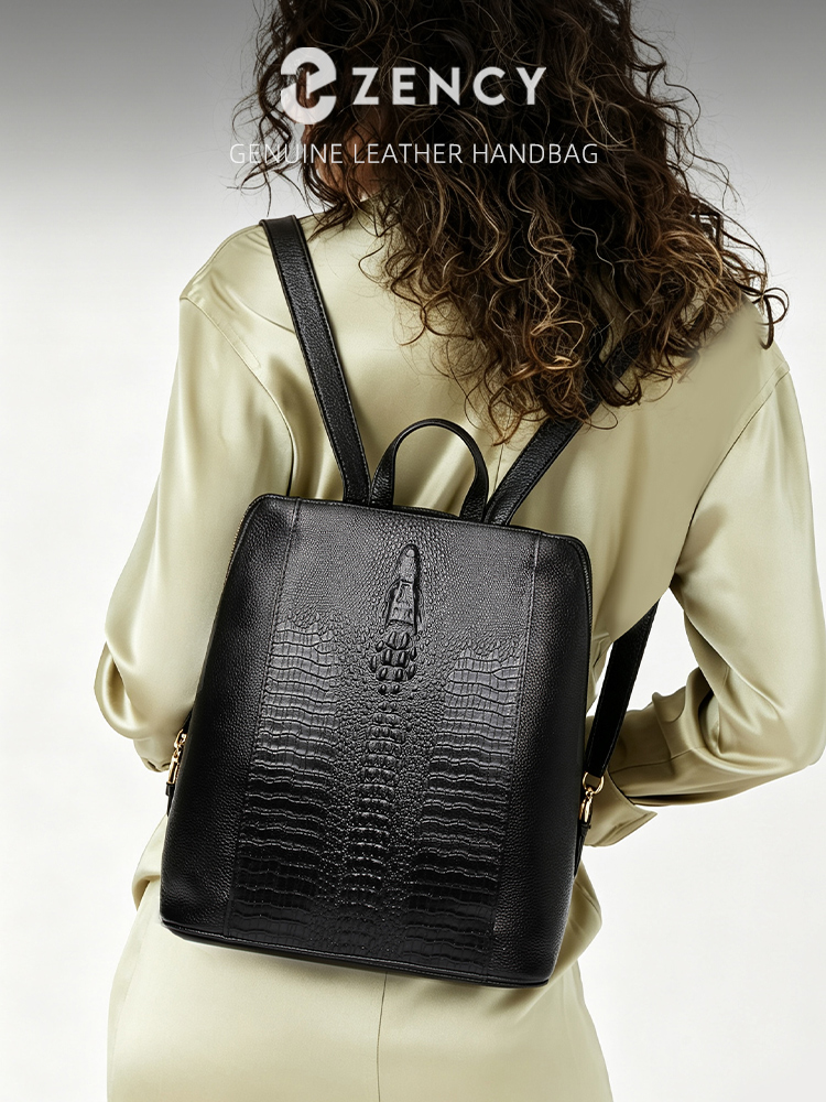 Mini Backpack Women - Zency Kadın Timsah Derisi Sırt Çantası
