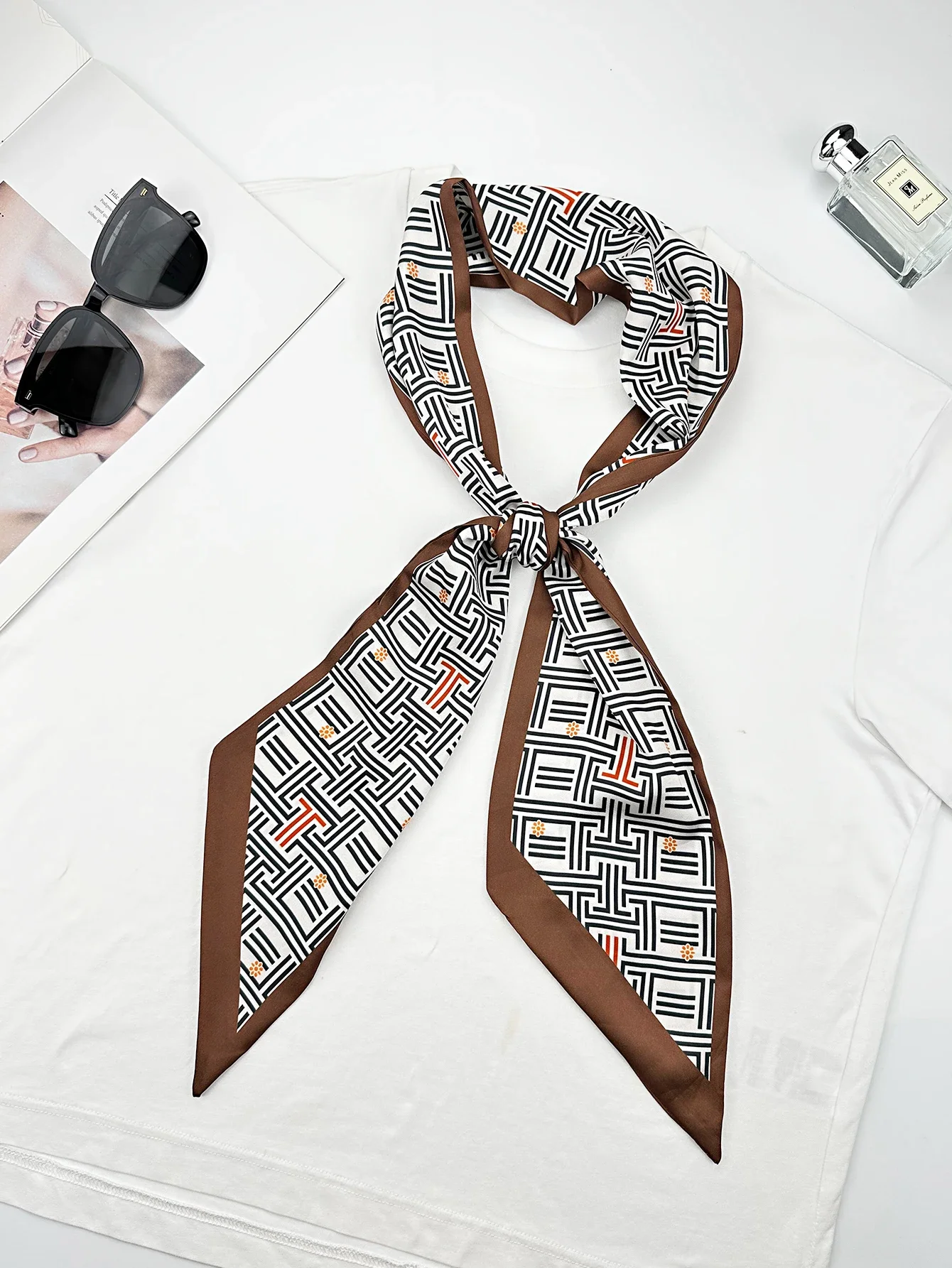 Lüks Geometri İnce İpek Eşarpl - Women Bags Office incelemesi ve fiyatı