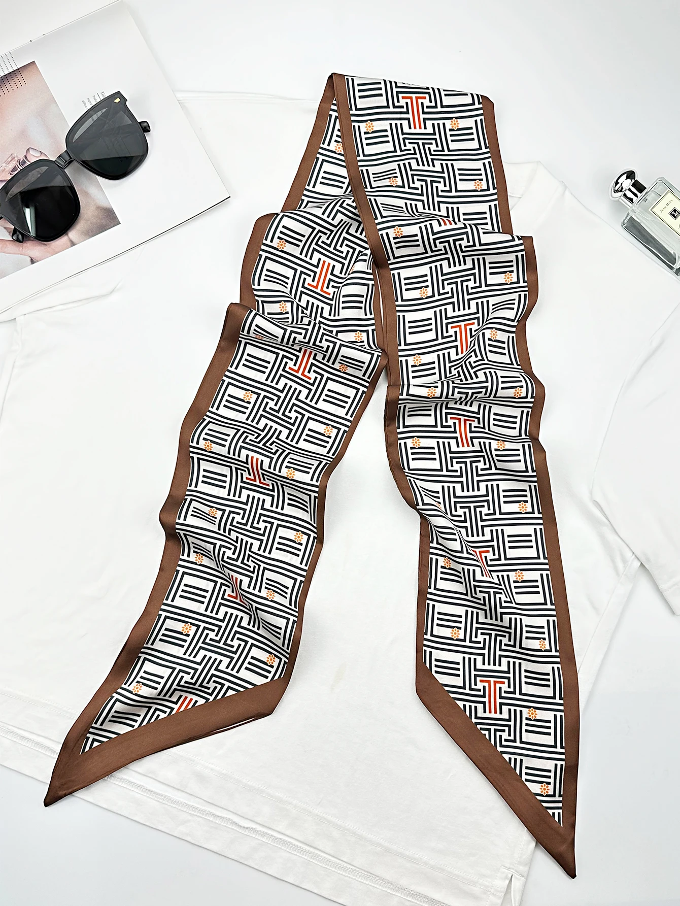 Lüks Geometri İnce İpek Eşarpl - Women Bags Office incelemesi ve fiyatı