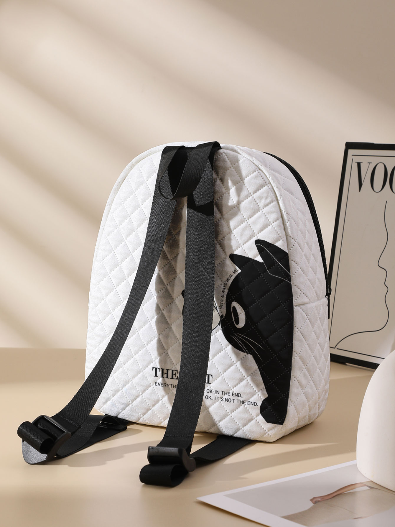 Siyah Kedi Kelebek Desenli Kap - Mini Backpack Women incelemesi ve fiyatı