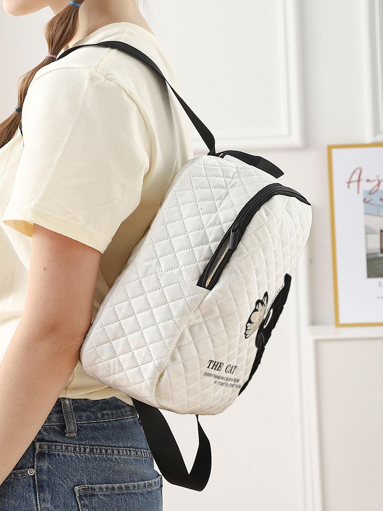Siyah Kedi Kelebek Desenli Kap - Mini Backpack Women incelemesi ve fiyatı