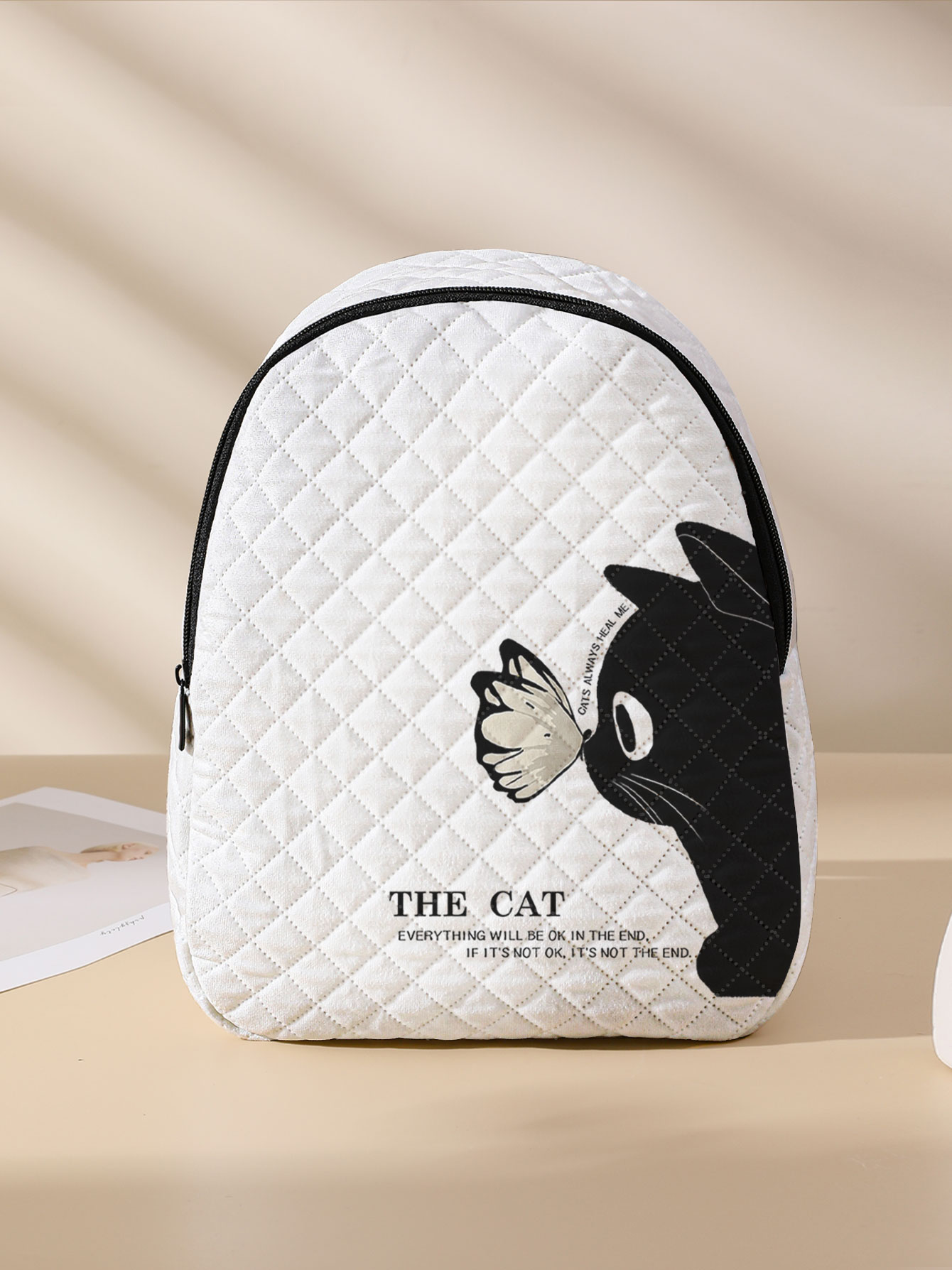 Siyah Kedi Kelebek Desenli Kap - Mini Backpack Women incelemesi ve fiyatı